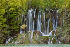 Waterfall in spring, Plitvice National Park, Croatia, Europe.